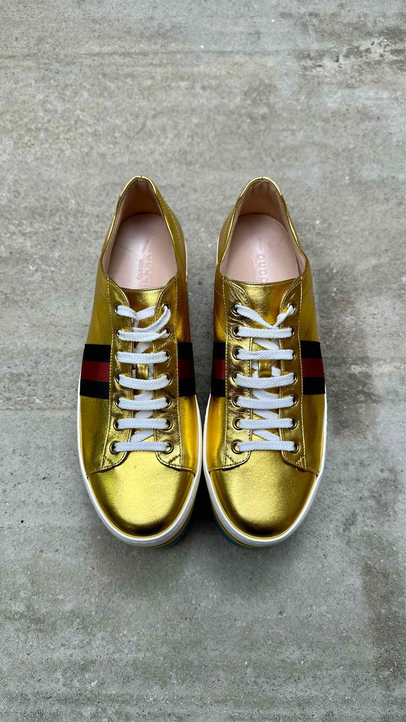 Gucci Peggy Rainbow Platform Sneakers