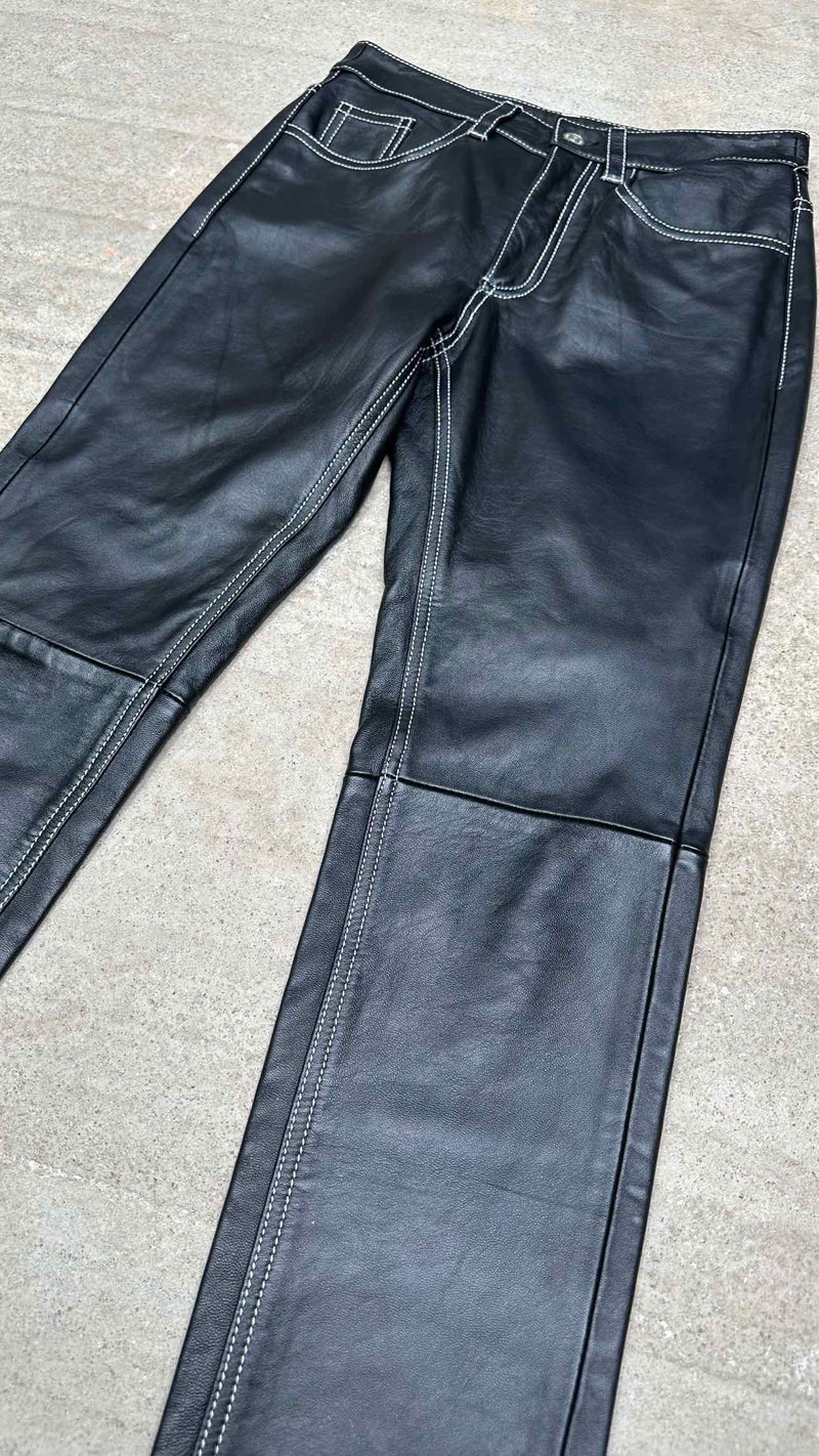 MM6 Contrast Stitch Leather Pants