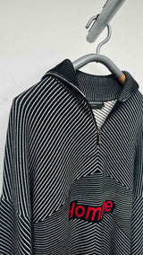 Balenciaga "Homme" Striped Quarter-zip High-neck Sweater