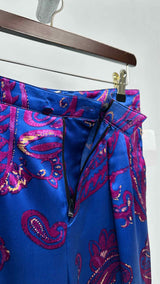 Saint Laurent Paisley Print Tapered Satin Pants