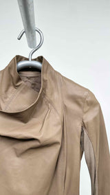 Rick Owens Asymmetrical Knit-hybrid Leather Jacket