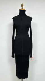 Marni L/S High-neck Rib Knit Slit Dress