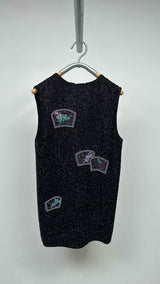 Ganni N/S V-neck Side-zip Layered Beaded Mini Dress