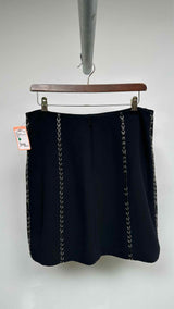 Paco Rabanne Leather Grommets Striped Skirt