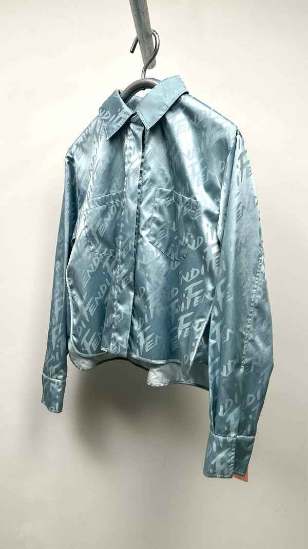 Fendi Jacquard-collar Logo Satin Shirt Jacket