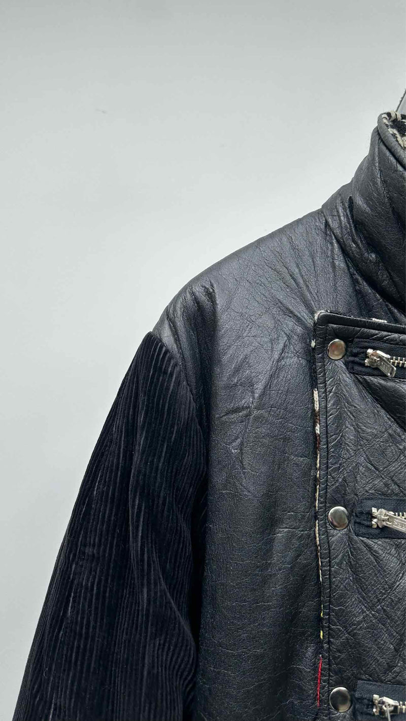 Kansai Yamamoto Faux-leather Jacquard Hybrid Reversible Jacket