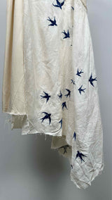 JW Anderson Swallow-embroidered Linen Assymetrical Skirt