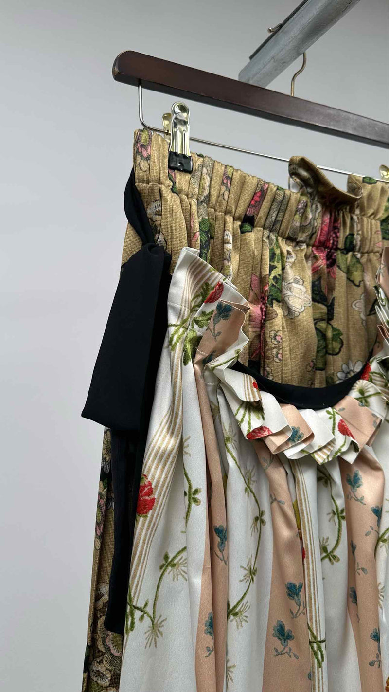 Simone Rocha Layered Floral Satin Midi Skirt