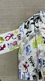 Balenciaga Artist Doodle Graphic Satin Oversized Blouse
