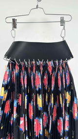 Chopova Lowena Leather-belted Pleated Floral Skirt