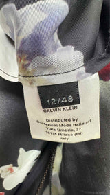 Calvin Klein Collection N/S Chain-cage-deatiled Floral Satin Dress