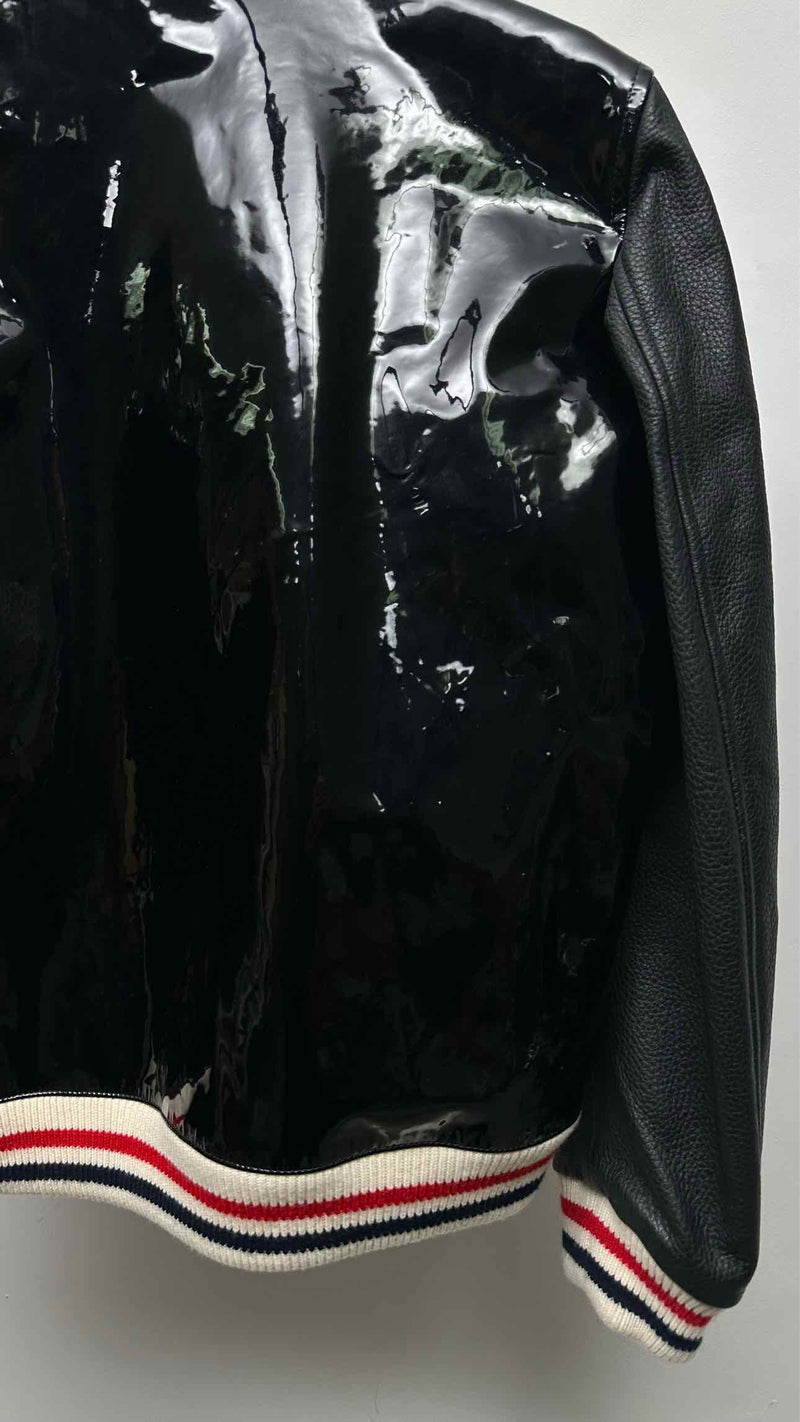 Thom Browne 4-bar 4-bar Patent-body Leather Bomber Jacket