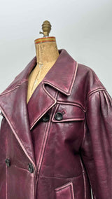 Miu Miu Oversized Distressed Leather Coat