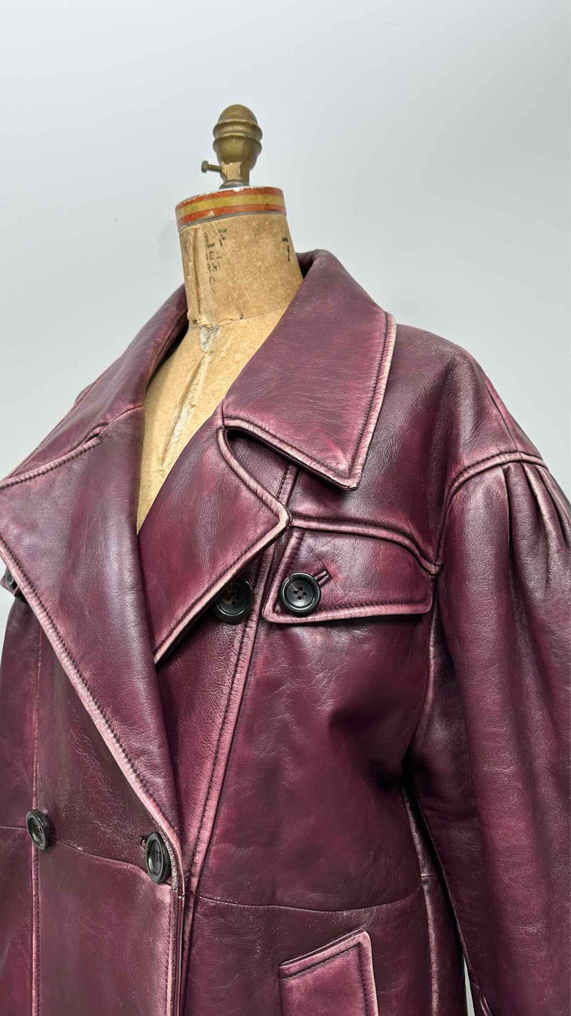 Miu Miu Oversized Distressed Leather Coat