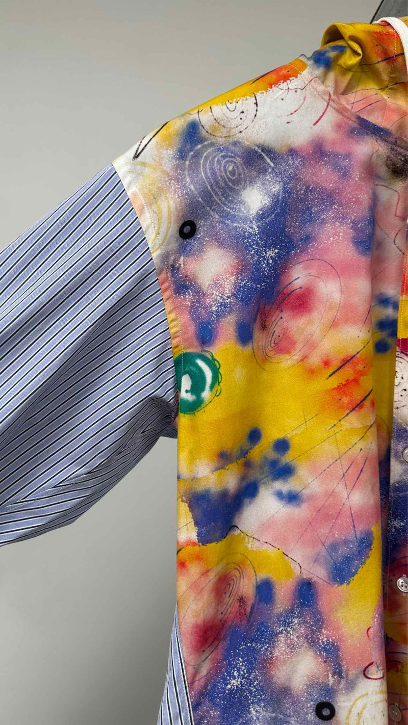 Comme Des Garçons Shirt Striped Printed Hooded Shirt