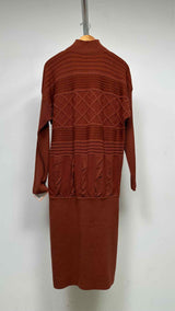 Issey Miyake L/S Quarter-Zip Cable-Knit Long Dress