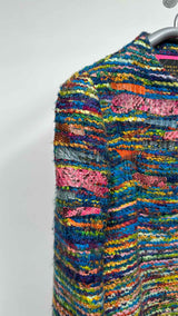 Christian Lacroix Snakeskin-trim Rainbow Tweed Coat