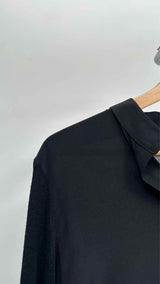 The Row L/S Open-Neck Hybrid Sheer Top