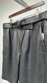 Helmut Lang Belted Leather Wide Shorts