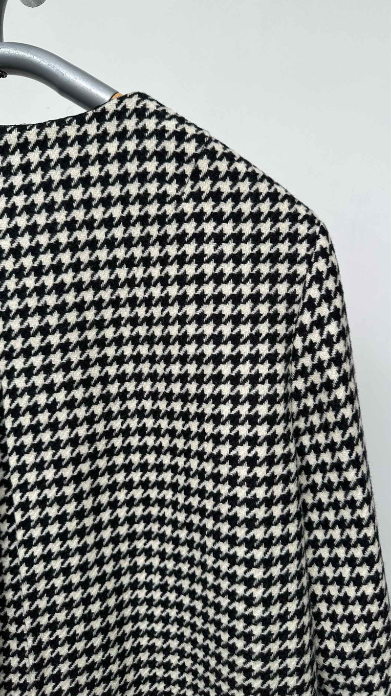 Jil Sander Collarless Houdstooth Coat