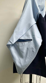 132 5. Issey Miyake L/S Two-tone Boat-neck Asymmetrical Wide Detailed Top