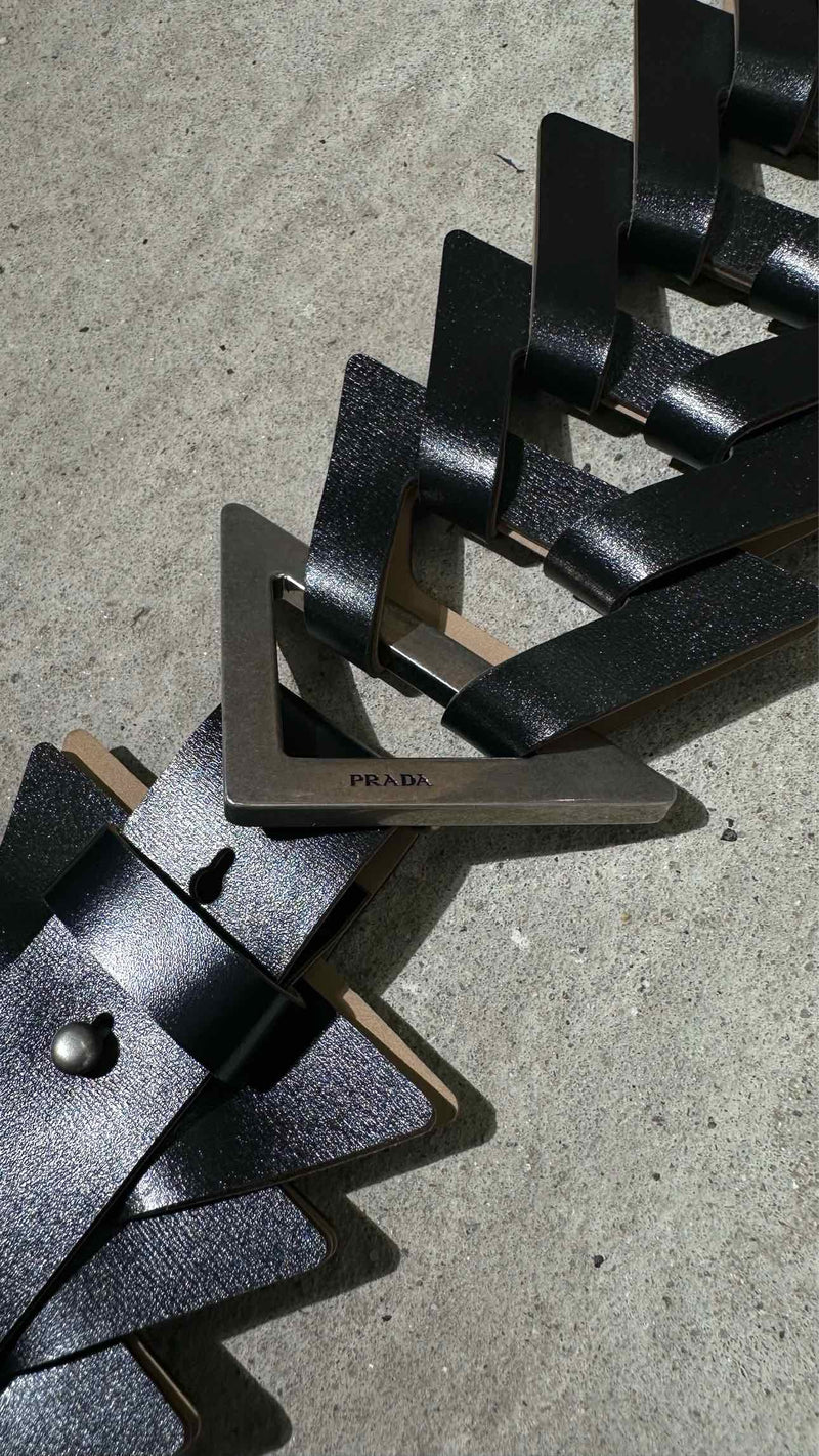 PRADA Interwoven Leather Shoulder Strap