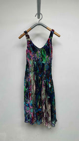 Emporio Armani N/S Floral Hummingbird Print Silk Dress