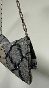 Gucci Snakeskin-pattern Beaded Bag