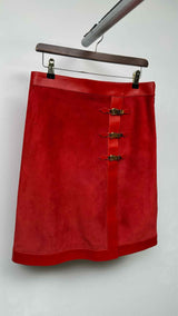 Gucci Buckled Suede-hybrid Skirt
