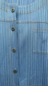 Pleats Please N/S "Cotton Denim" Pleated Jump Suits