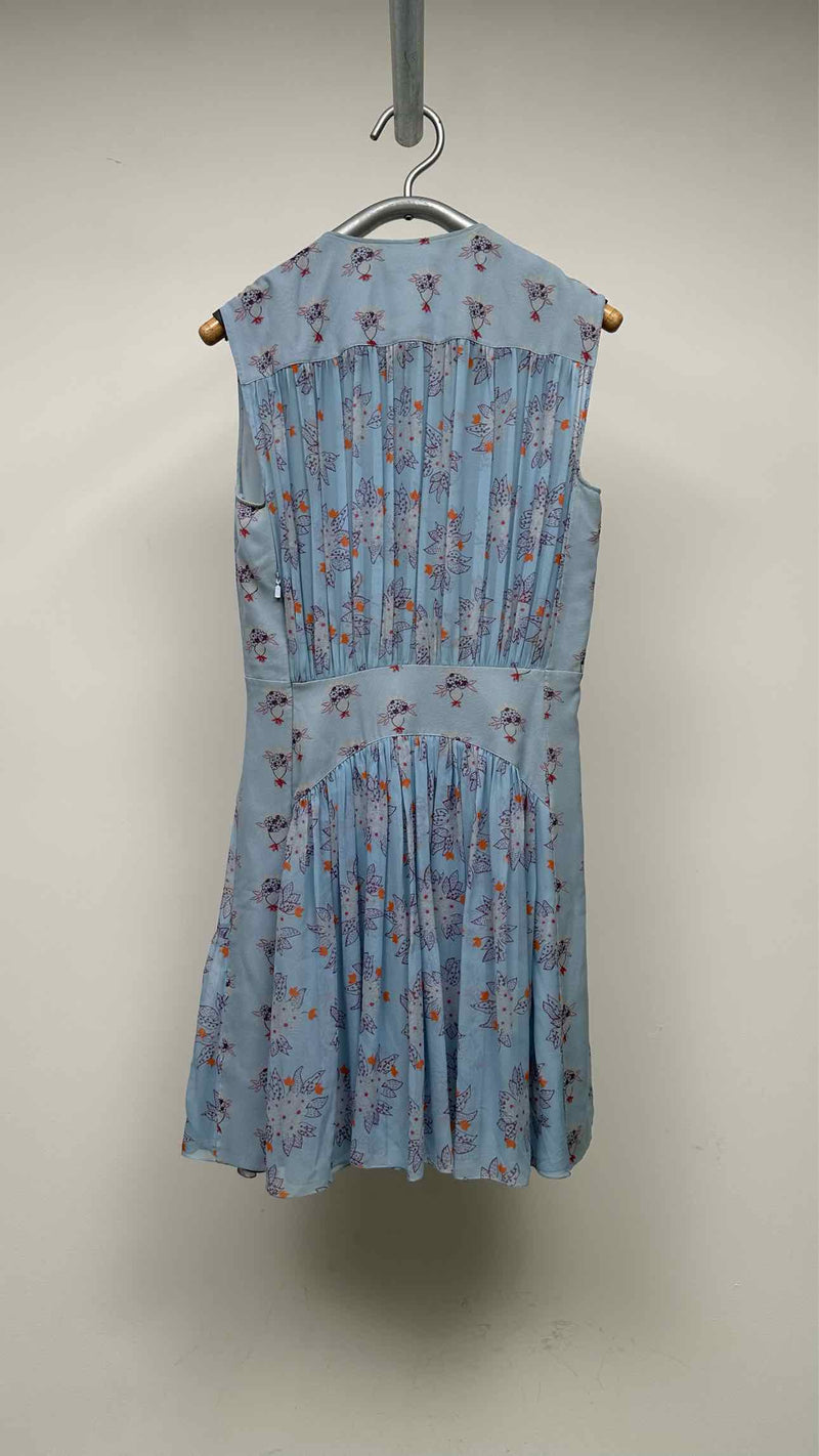 Chloé N/S Pleated Floral Silk Dress