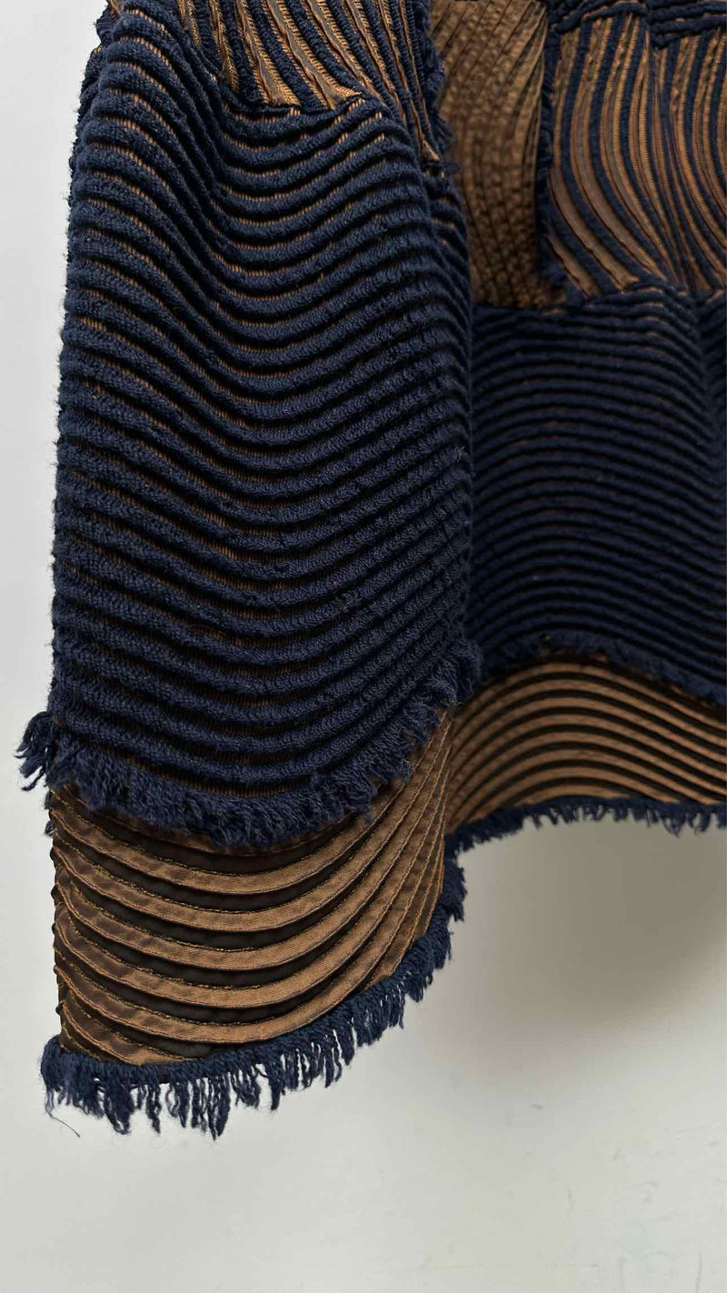 Issey Miyake Wavy-pleated Two-tone Hybrid Skirt