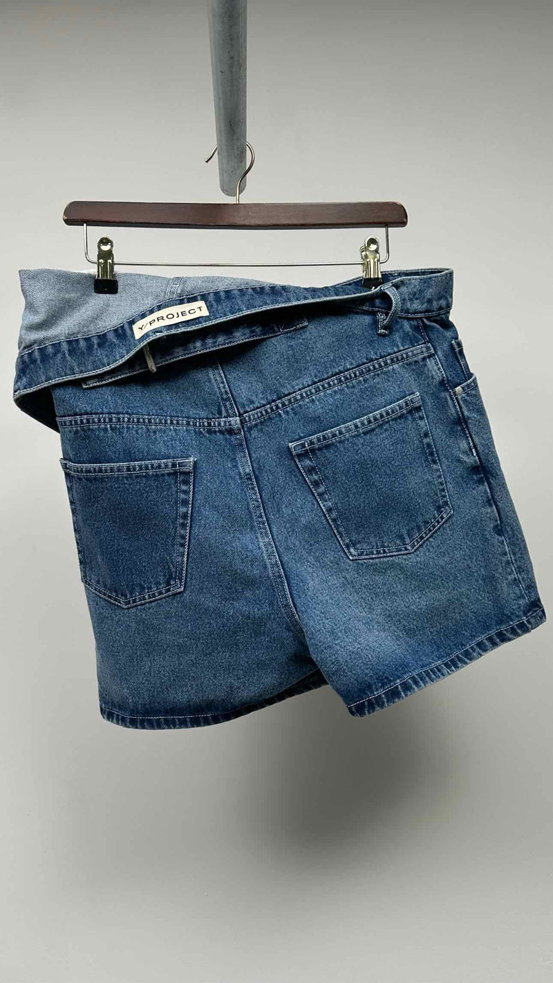 Y/ Project Asymmetrical Holde & Waist Denim Shorts