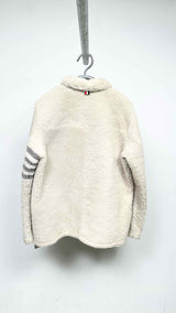Thom Browne 4-bar Metal Button Shearling Leather Jacket