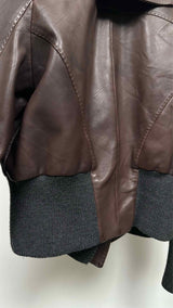 Donna Karan Knit-hybrid Shawl-collar Leather Jacket