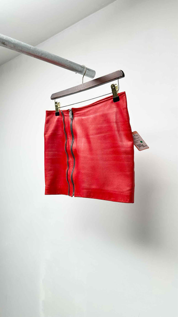 Saint Laurent Zip-up Leather Mini Skirt