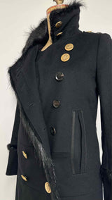 Gucci Fur-trim Wool Double-brest Coat