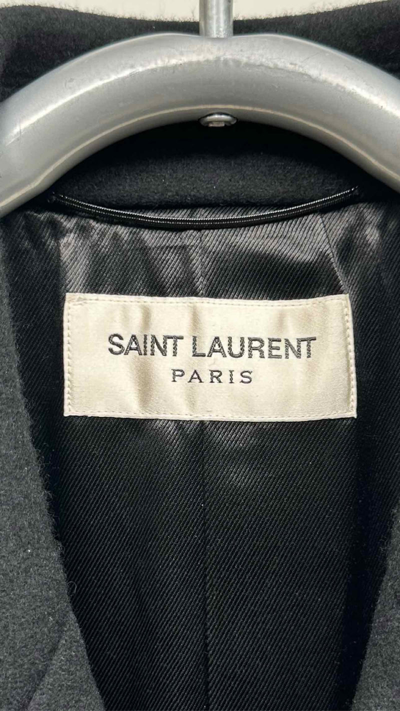 Saint Laurent Metal-button Double-breasted Military Chester Coat