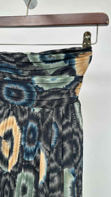 Matsuda Tie-dye Floral Sheer Pleated Wrap Skirt