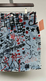 Burberry Graffiti Denim Mini Skirt