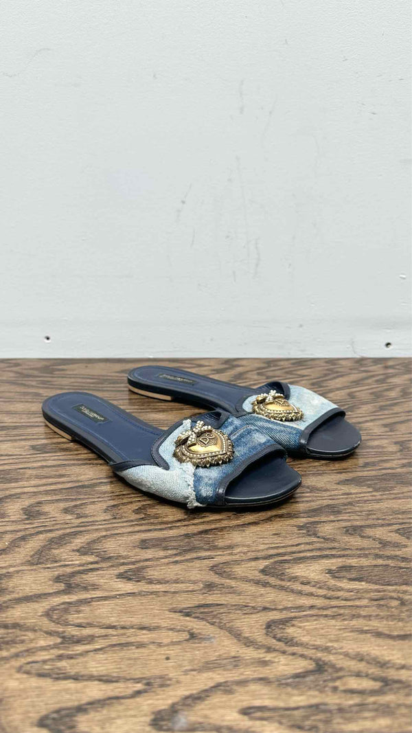 Dolce & Gabbana Patchwork Denim Devotion Slides