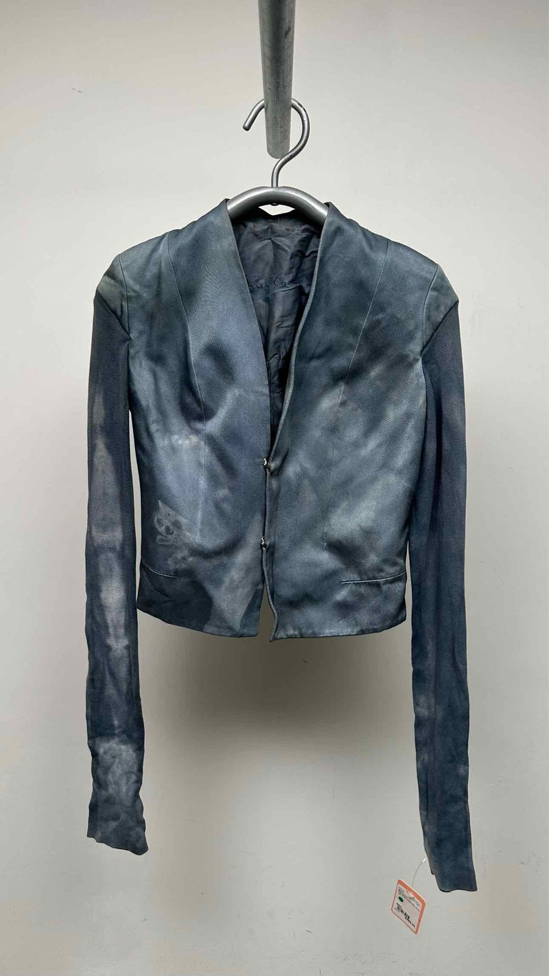Rick Owens Over-dye Hook-closer Cropped Blazer Jacket