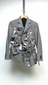 Comme Des Garcons Houndsthooth Ruffle-detailed Blazer Jacket