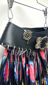 Chopova Lowena Leather-belted Pleated Floral Skirt