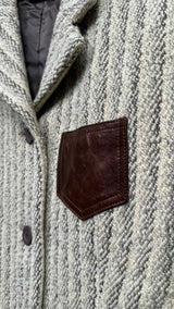 Acne Studios Leather Elbow-patch Stripe Wool Coat