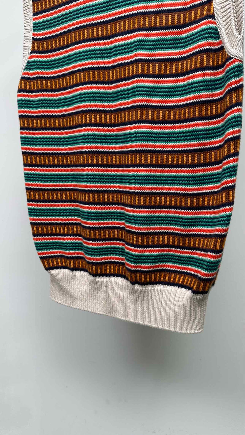 Drake's Stripe V-neck Vest