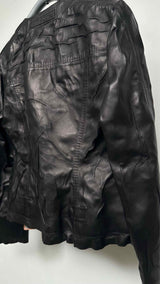 Acne Studios Crinkled Collar-less Leather Jacket