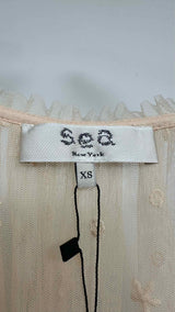Sea Front-embroidered V-neck Top