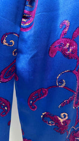 Saint Laurent Paisley Print Tapered Satin Pants