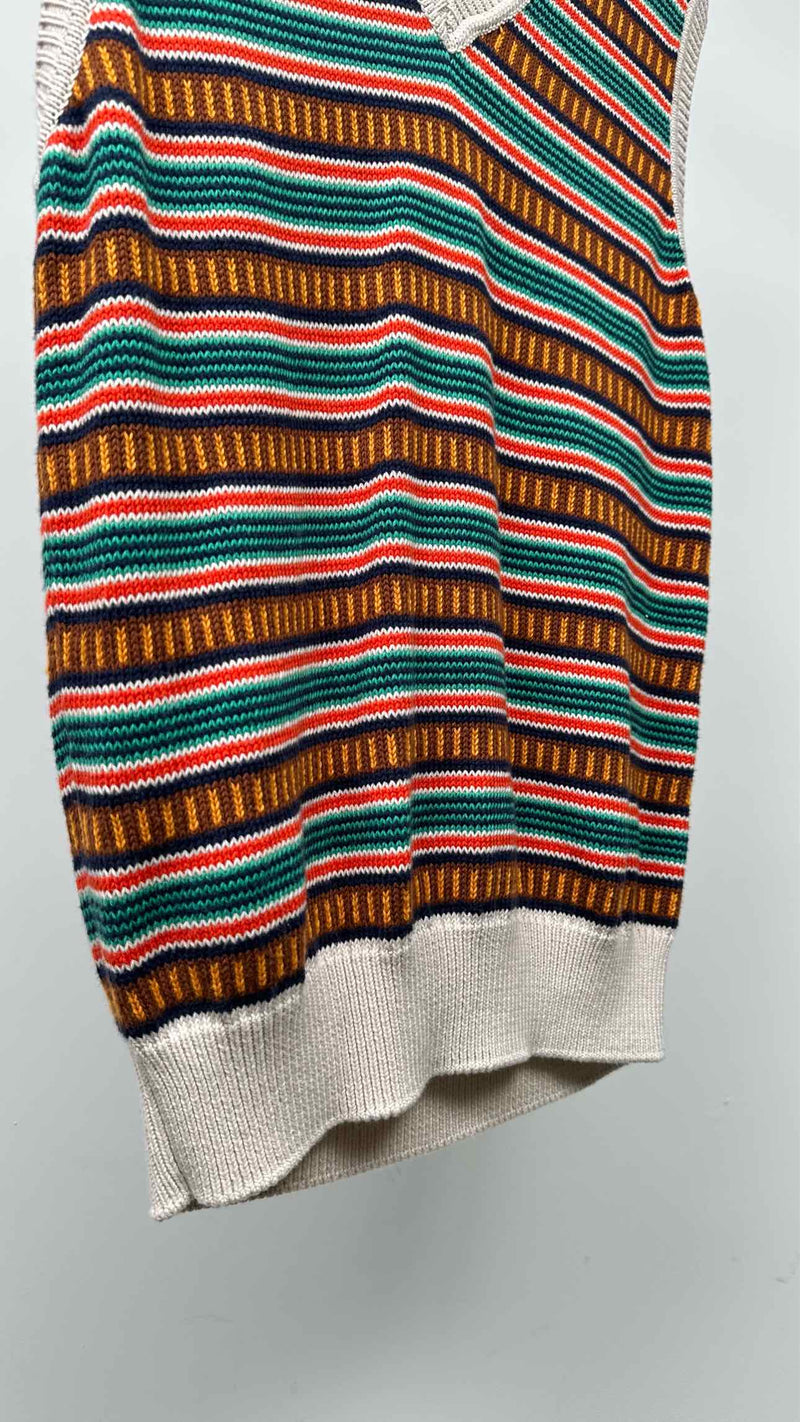 Drake's Stripe V-neck Vest